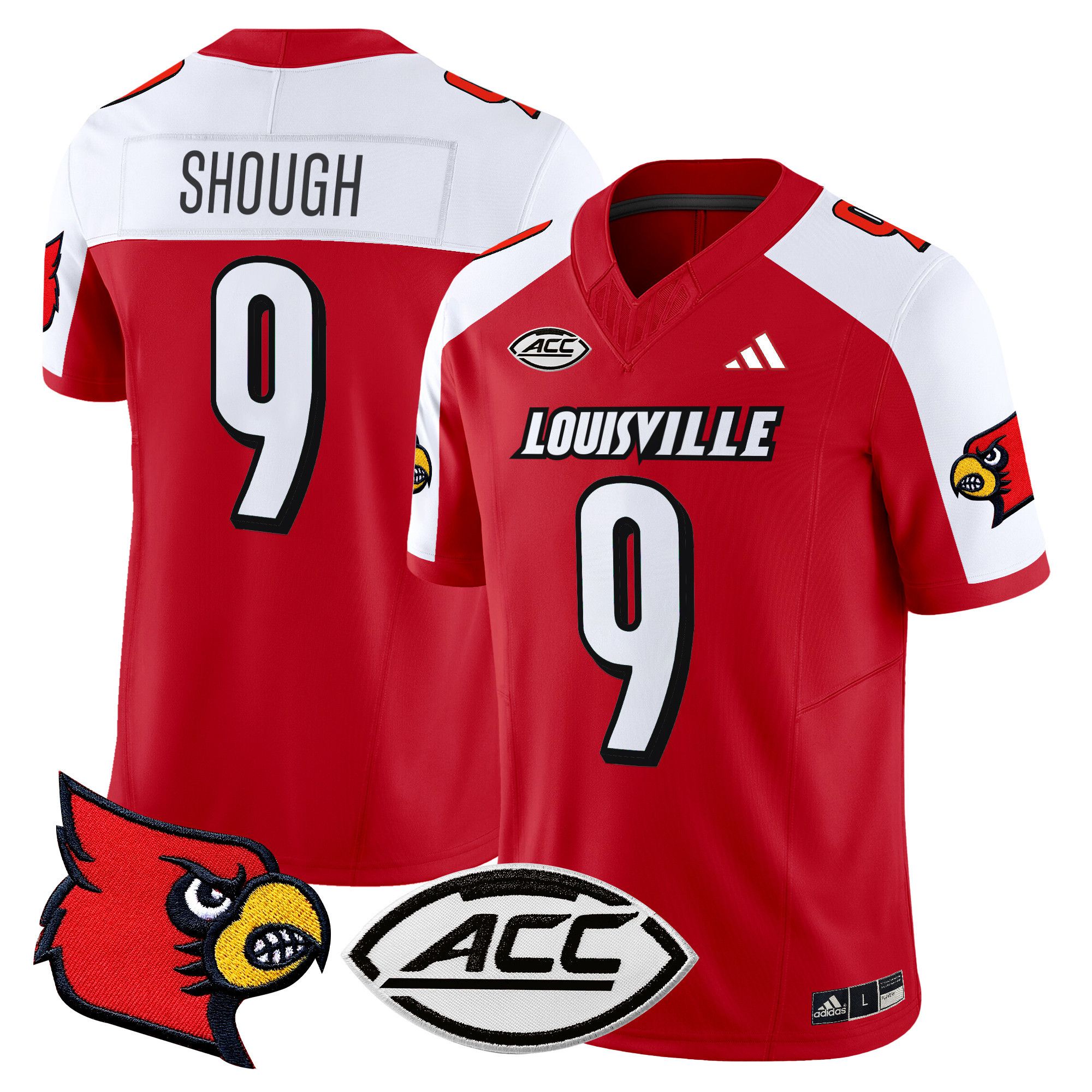 Men Louisville Cardinals #9 Shough Red 2024 Vapor Limited NCAA Jersey->more ncaa teams->NCAA Jersey